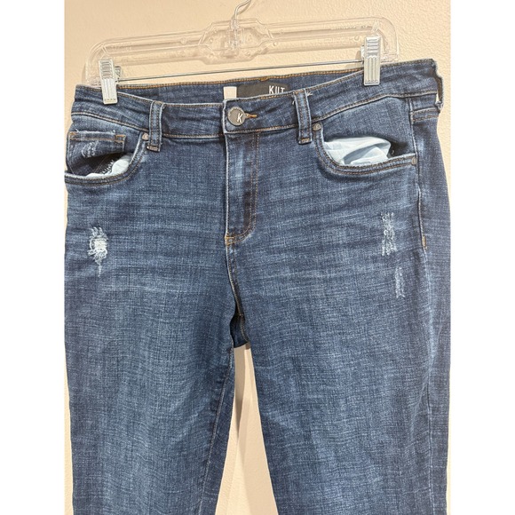 Kut From The Kloth Amy Straight Jeans Women's Size 10 Blue Denim Cuffed Cropped - Picture 5 of 10